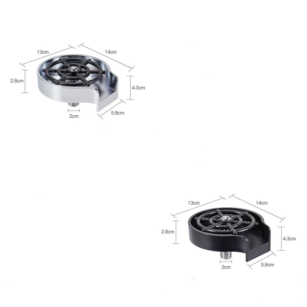 High-Pressure Cup Washer for Sink – Automatic Glass Rinser for Bar & Kitchen - Black & Elva