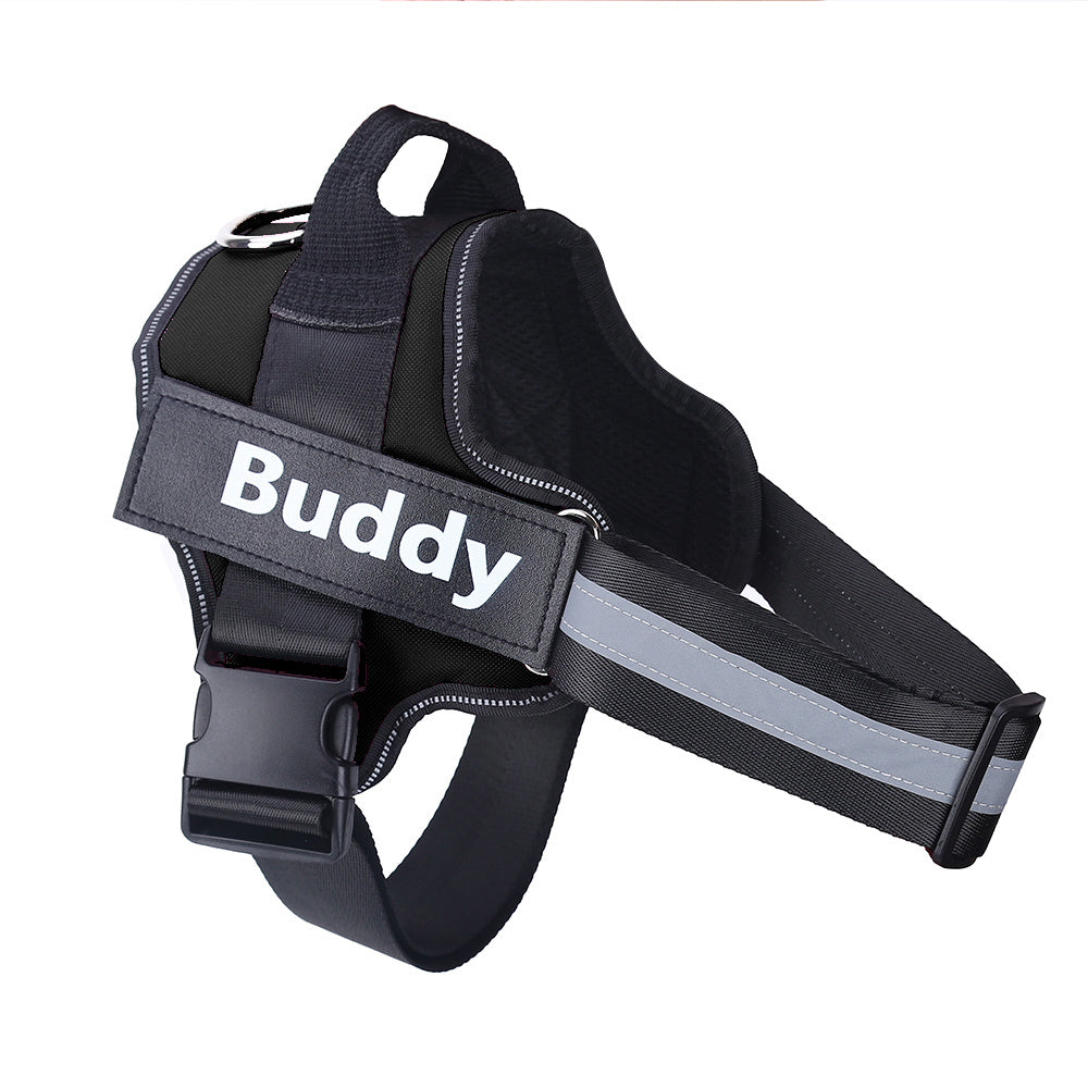 Custom No Pull Dog Harness – Safe, Comfy & Reflective Fit - Black & Elva