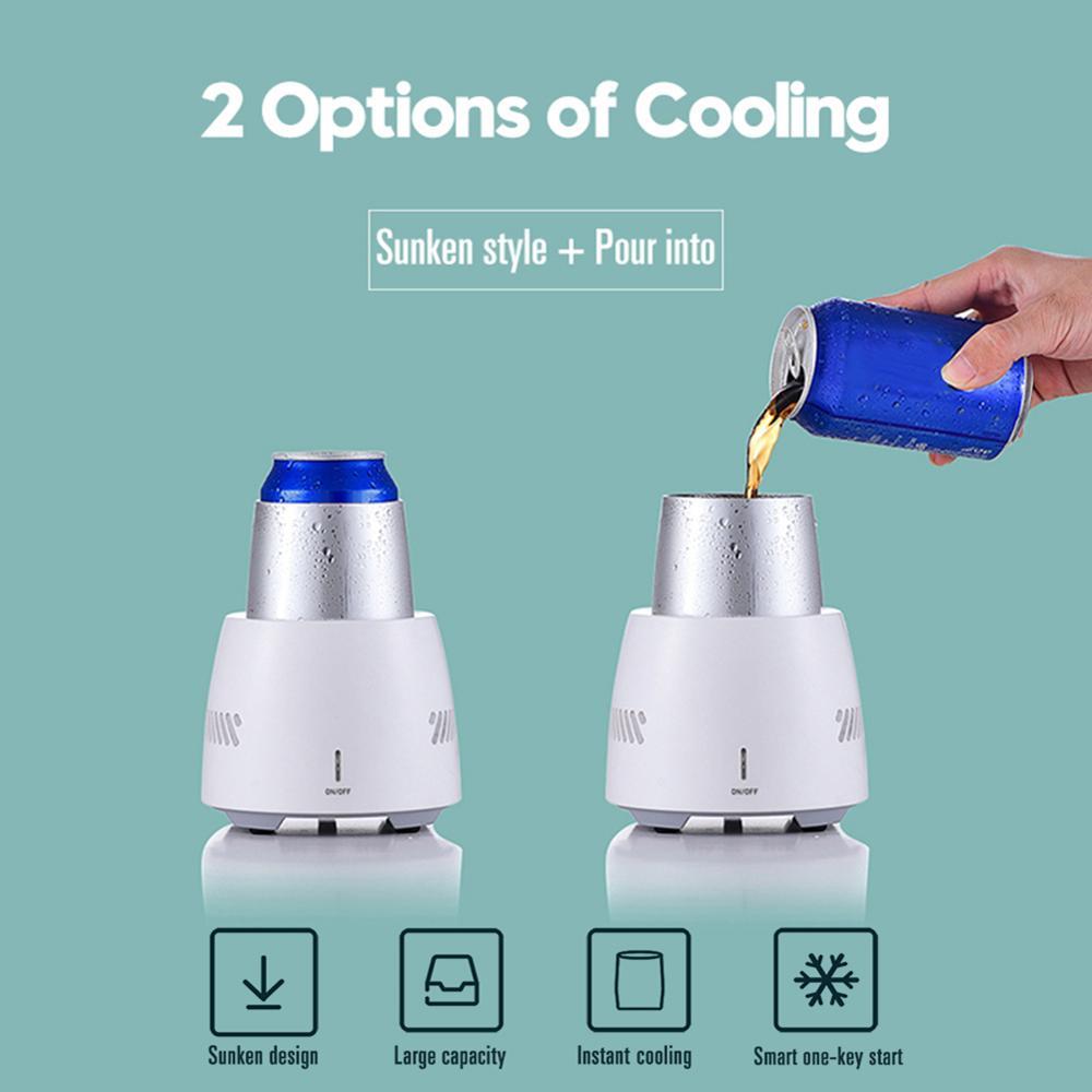 Portable Fast Cooling Cup Electronic Refrigeration Cooler for Beer Wine Beverage Mini Electric Drink Cooler Cup Instant Cooling - Black & Elva