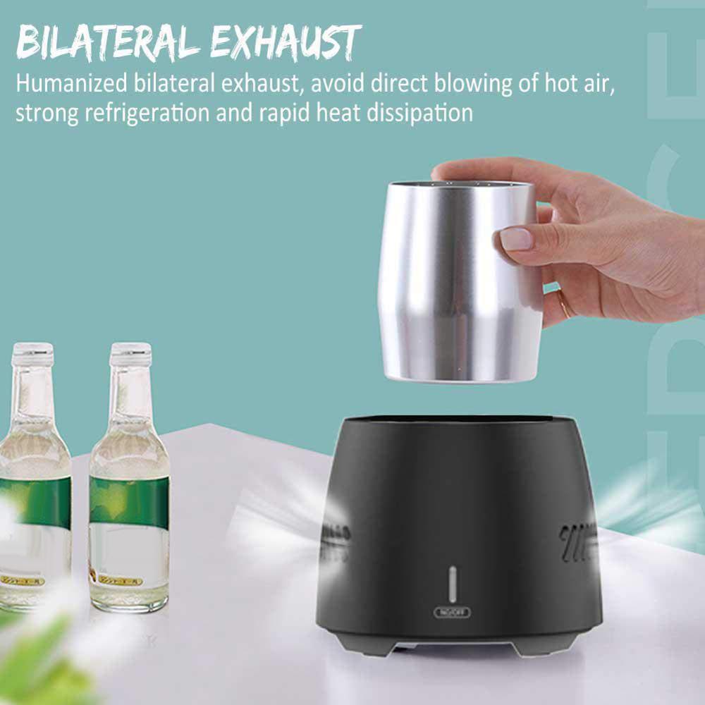 Portable Fast Cooling Cup Electronic Refrigeration Cooler for Beer Wine Beverage Mini Electric Drink Cooler Cup Instant Cooling - Black & Elva