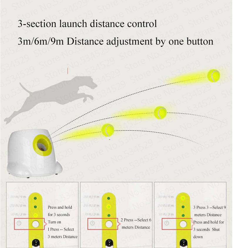 Dog Pet Automatic Interactive Ball Launcher - Black & Elva