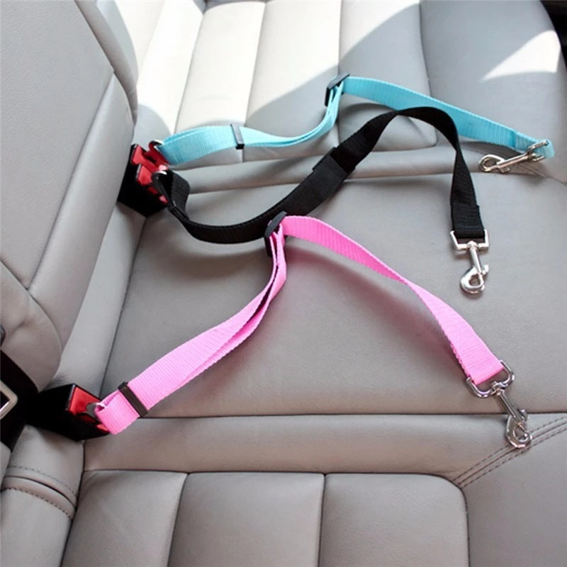 Adjustable Pet Car Seat Belt – Safety Harness Clip for Dogs & Cats - Black & Elva