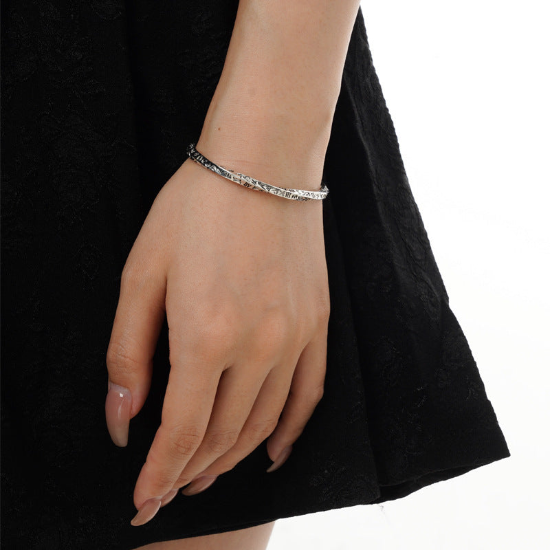 S925 Sterling Silver Mobius Bracelet For Women - Black & Elva