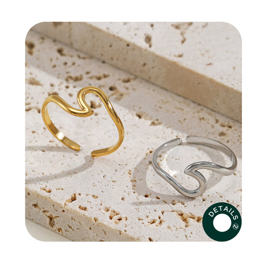 A Niche Design 304 Stainless Steel Hydraulic Ring For Women - Black & Elva