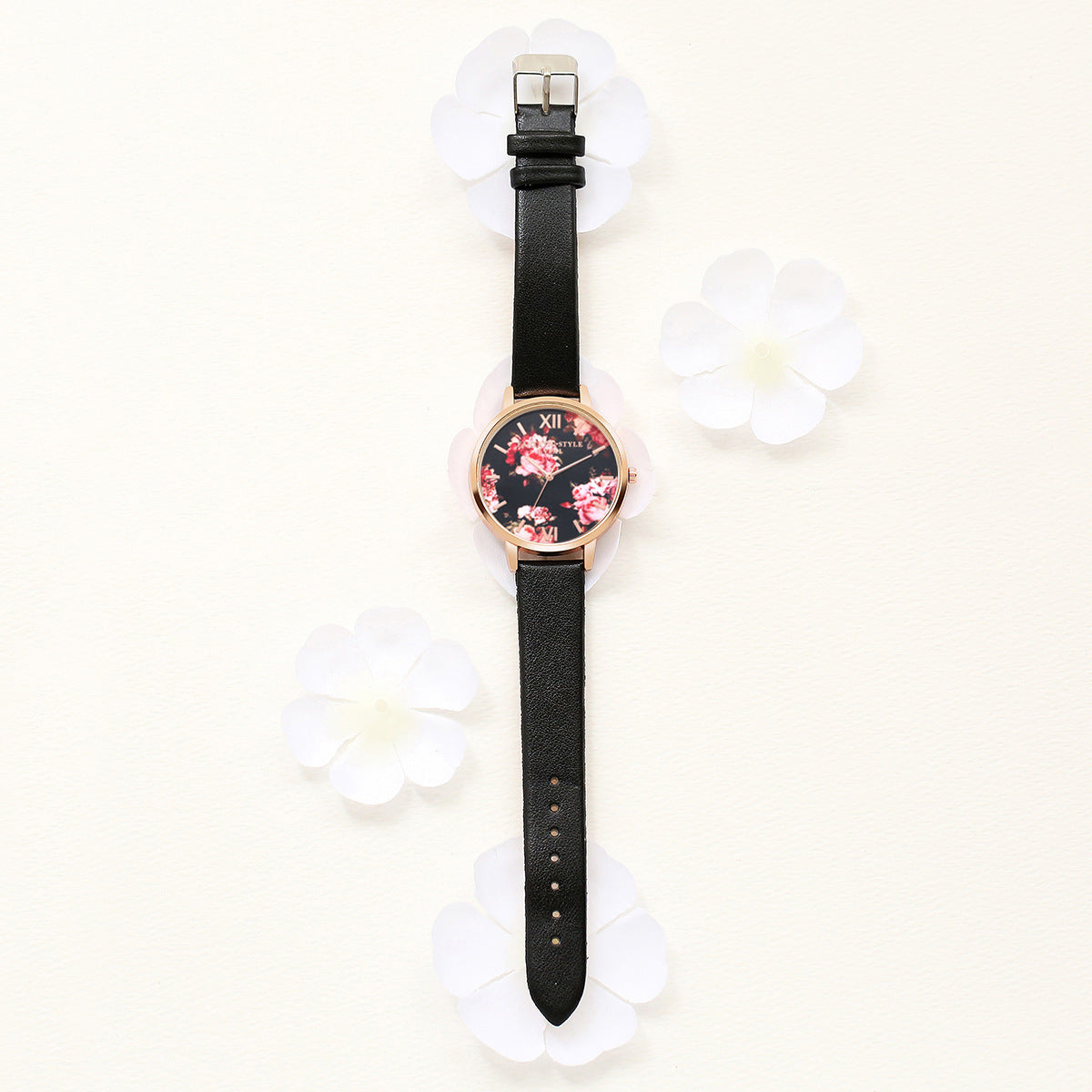 Lvpai Marke Frauen Armband Uhr Mode Rose Gold Blumen Leder Einfache Frauen Kleid Uhren Luxus Business Geschenk Uhr Uhr - Black & Elva