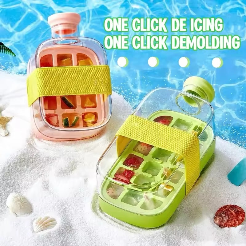 One-Click Molding Cooling Cup,Instant Ice Maker,Zero-Contact Design,Straw Included,Curling Mold,Portable & Stylish Chilled Drink - Black & Elva