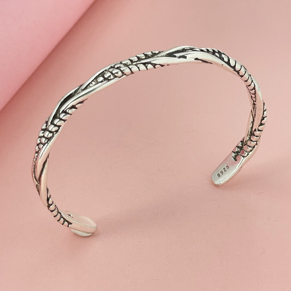 Silver Plated Vintage Men's Bracelet - Black & Elva