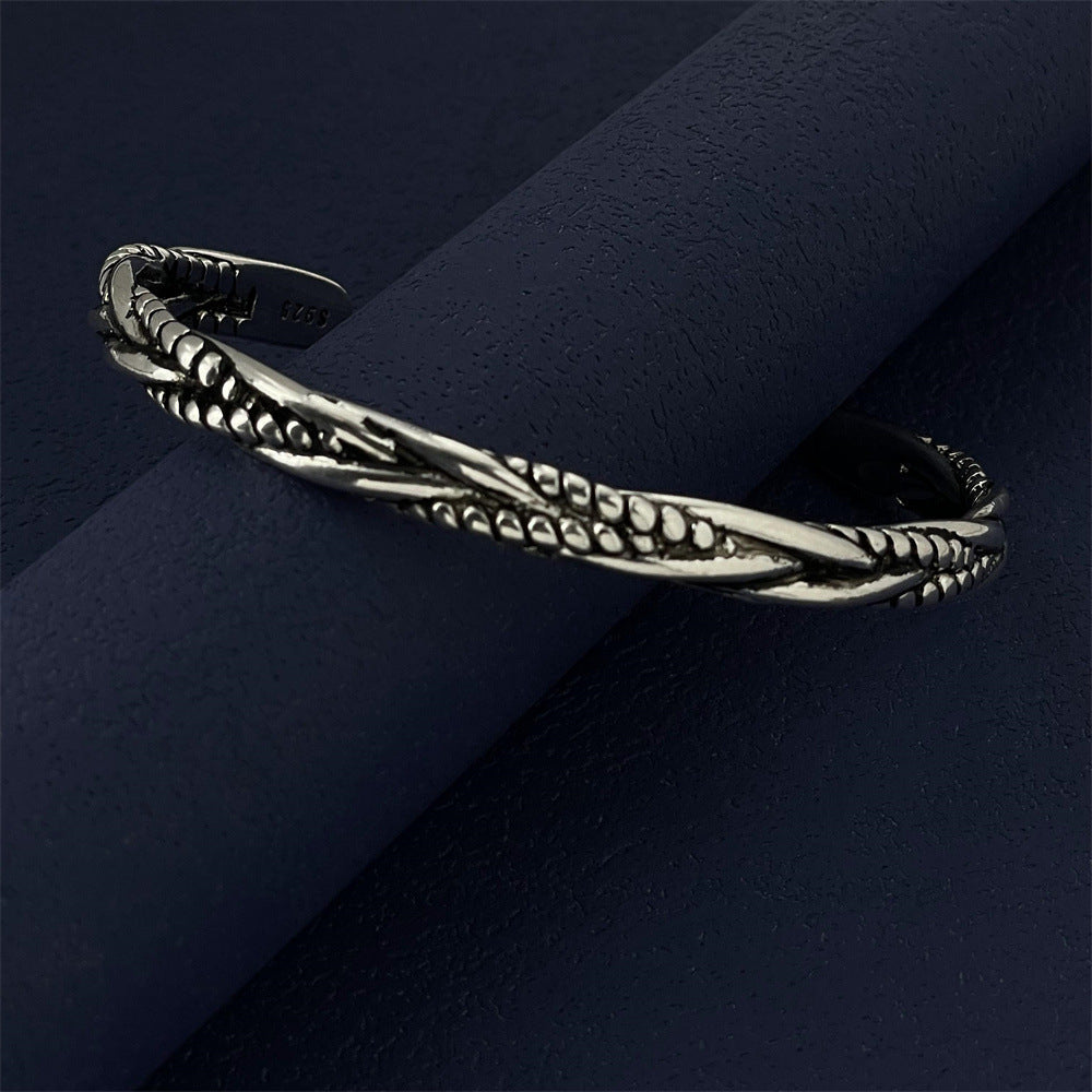 Silver Plated Vintage Men's Bracelet - Black & Elva