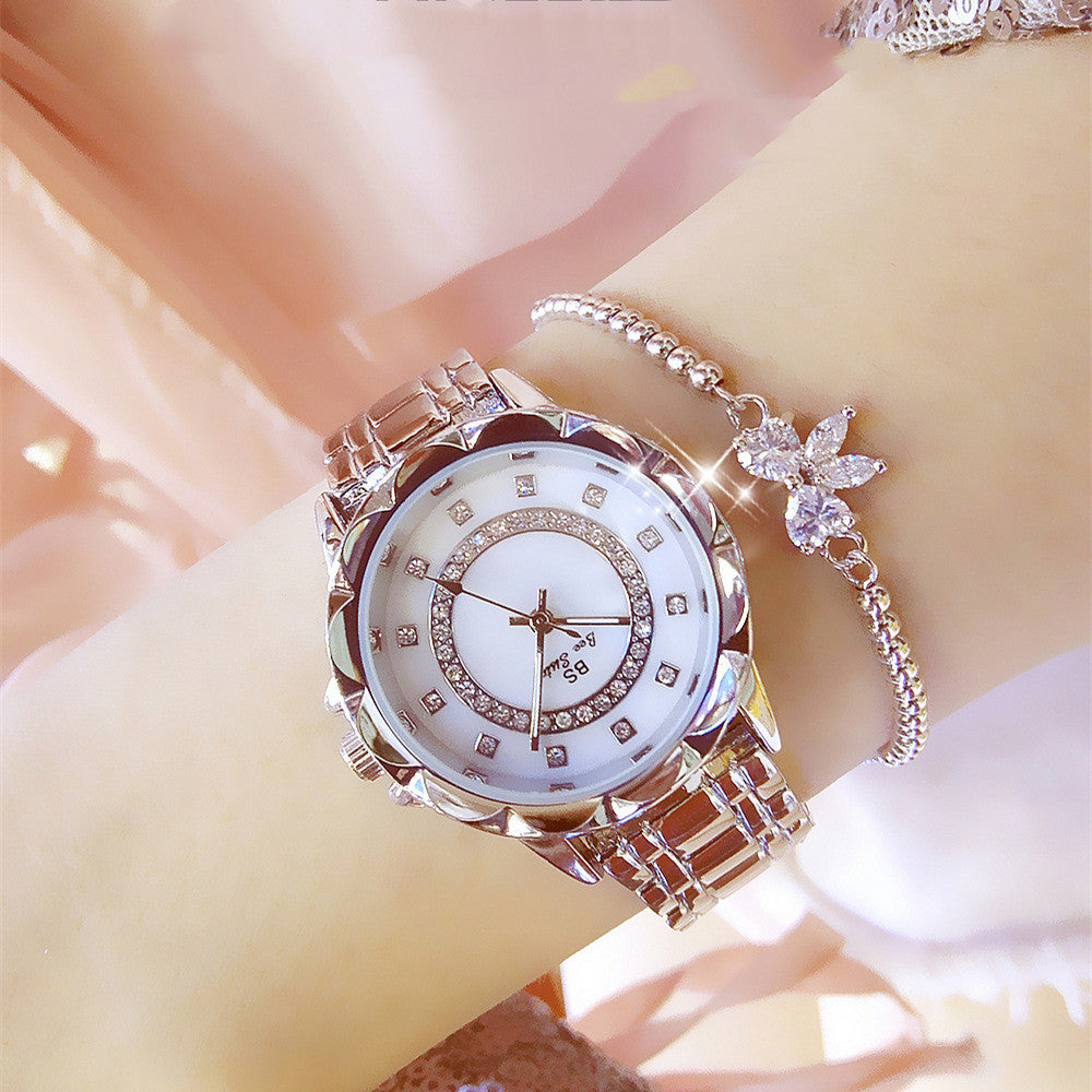 BS new watch diamond Women's Watch - Black & Elva