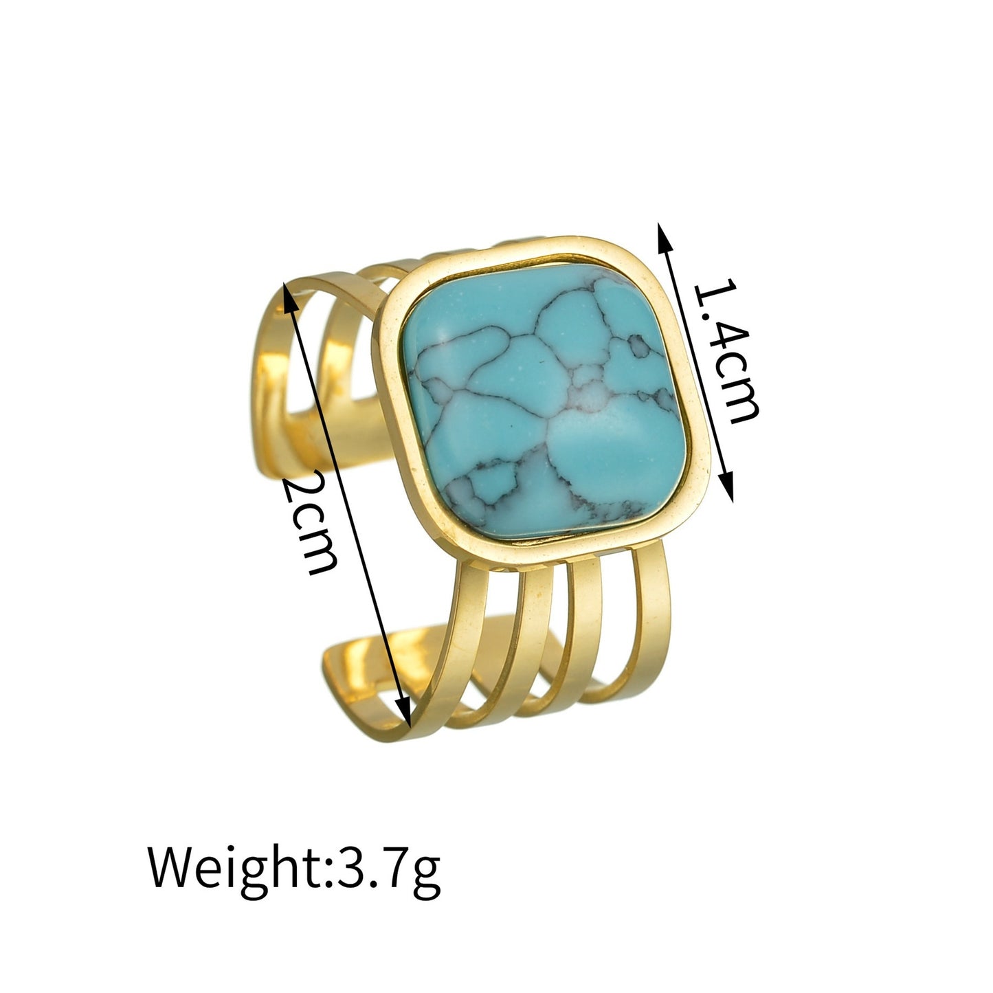 Color Ring 18K Gold Light Luxury Exquisite - Black & Elva