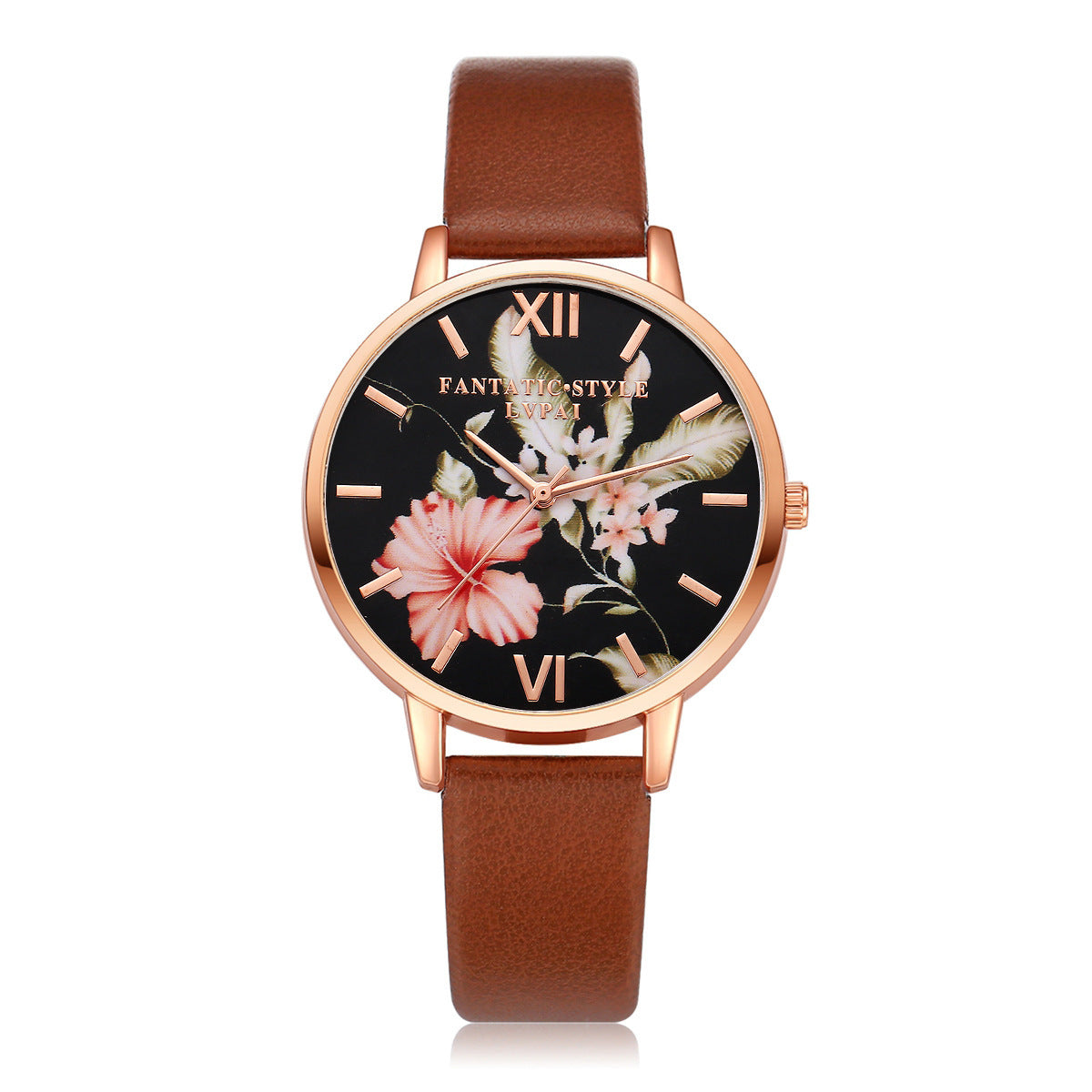 Lvpai Marke Frauen Armband Uhr Mode Rose Gold Blumen Leder Einfache Frauen Kleid Uhren Luxus Business Geschenk Uhr Uhr - Black & Elva