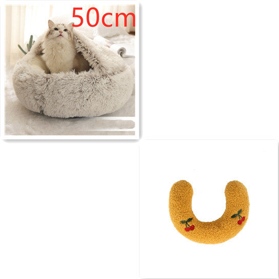 Warm Plush Pet Bed for Cats & Dogs – Soft Winter Sleeping Cushion - Black & Elva