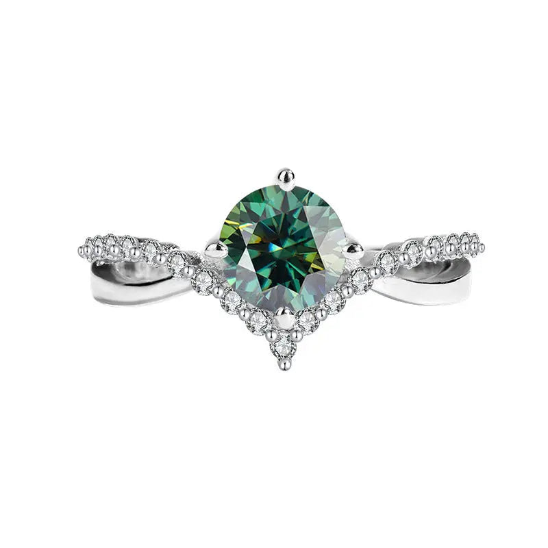 Eight Arrows Crowned Love Moissanite Female Ring - Black & Elva
