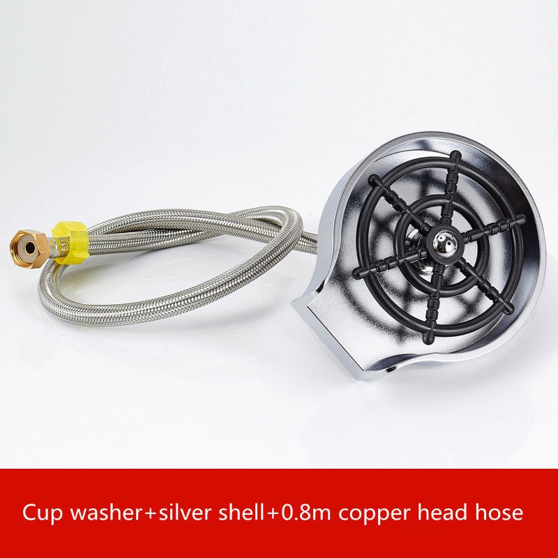 High-Pressure Cup Washer for Sink – Automatic Glass Rinser for Bar & Kitchen - Black & Elva