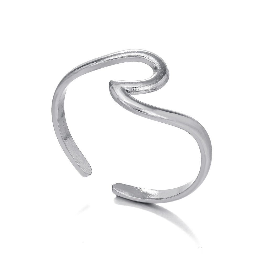 A Niche Design 304 Stainless Steel Hydraulic Ring For Women - Black & Elva