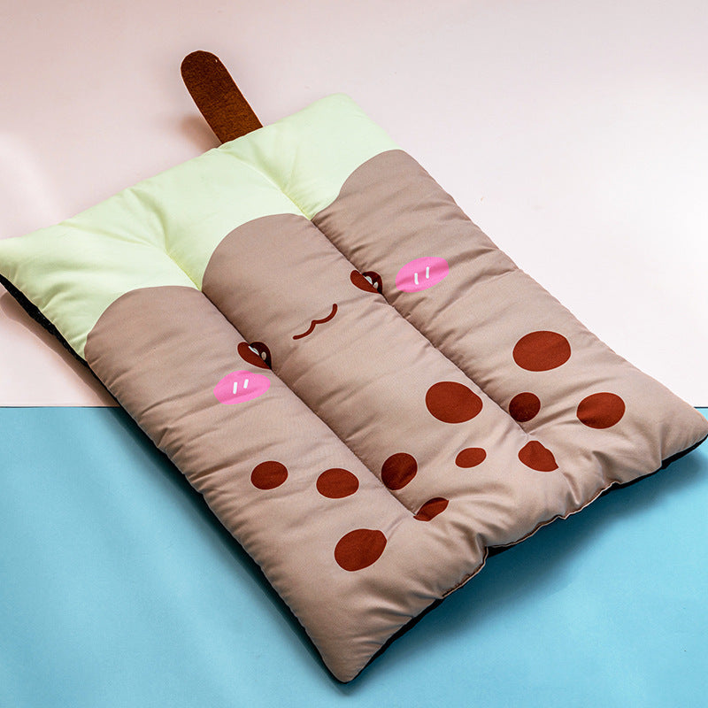 Fruit-Themed Pet Cushion Pad – Soft Washable Mat for Cats & Dogs | Anti-Slip & Comfortable Pet Bed - Black & Elva
