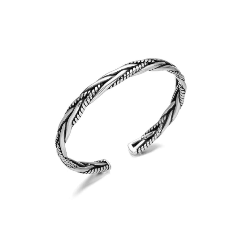 Silver Plated Vintage Men's Bracelet - Black & Elva
