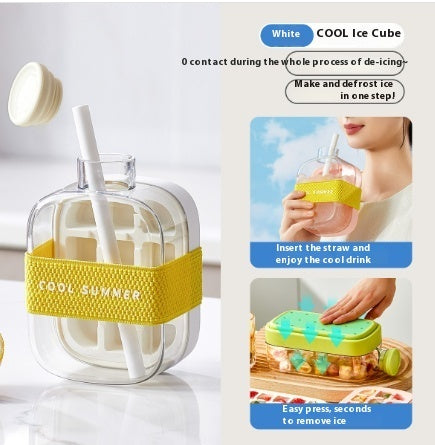 One-Click Molding Cooling Cup,Instant Ice Maker,Zero-Contact Design,Straw Included,Curling Mold,Portable & Stylish Chilled Drink - Black & Elva