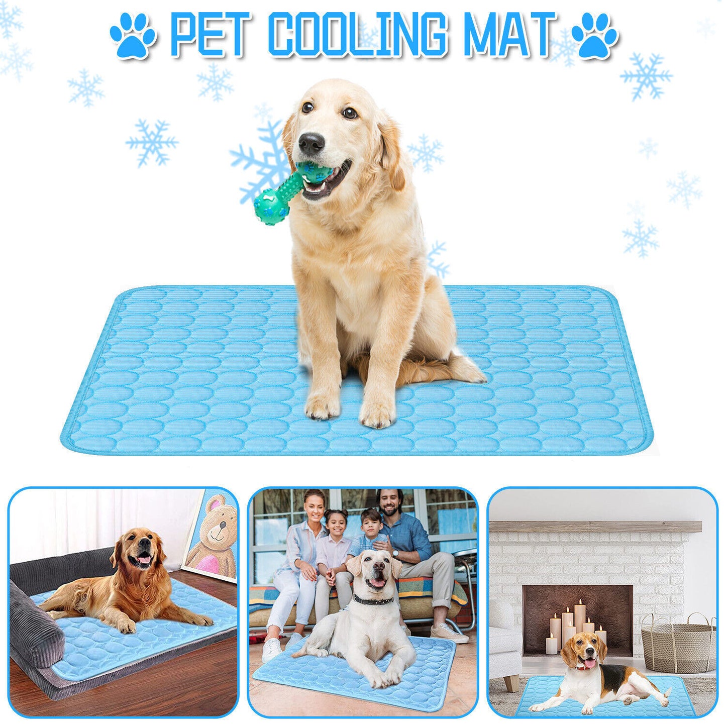 Pet Cooling Mat for Dogs & Cats – Summer Breathable Cool Pad Bed - Black & Elva