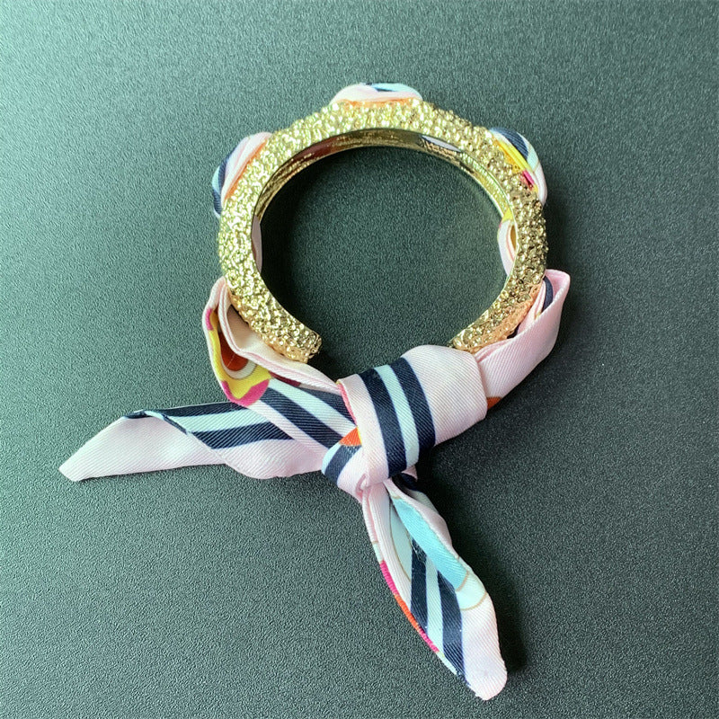 French Retro Color Scarf Bracelet - Black & Elva