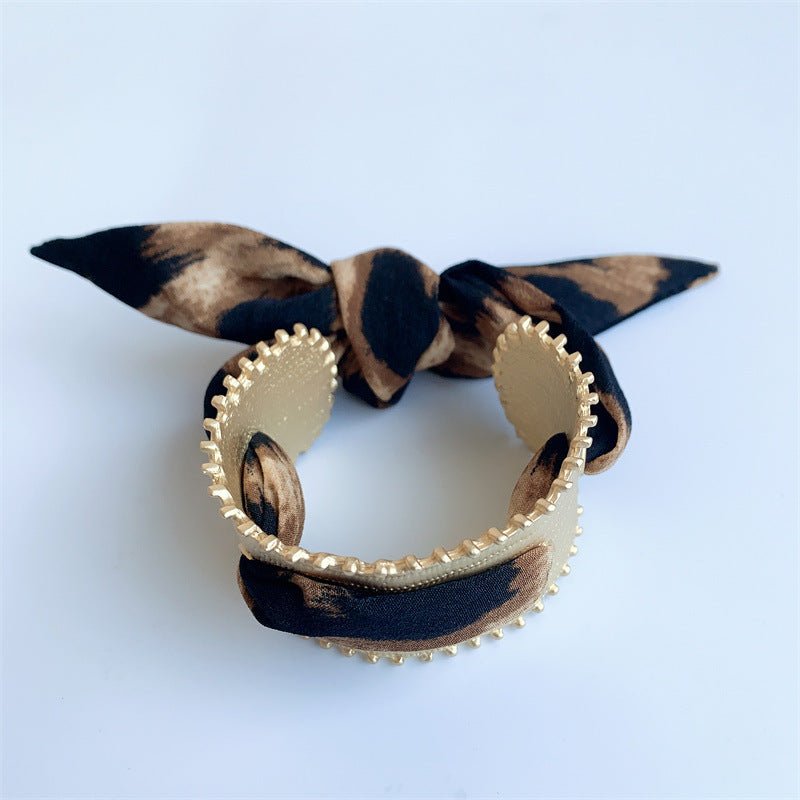 French Retro Color Scarf Bracelet - Black & Elva