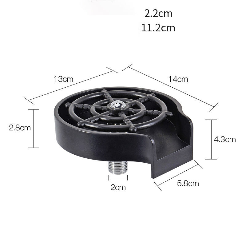 High-Pressure Cup Washer for Sink – Automatic Glass Rinser for Bar & Kitchen - Black & Elva