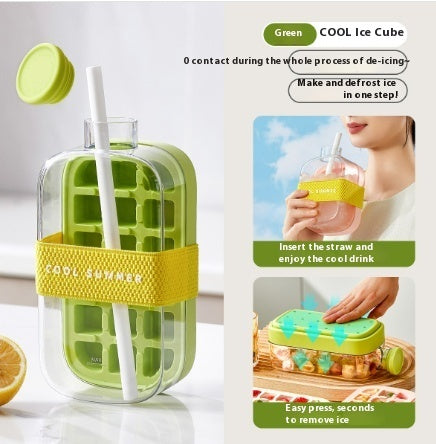 One-Click Molding Cooling Cup,Instant Ice Maker,Zero-Contact Design,Straw Included,Curling Mold,Portable & Stylish Chilled Drink - Black & Elva
