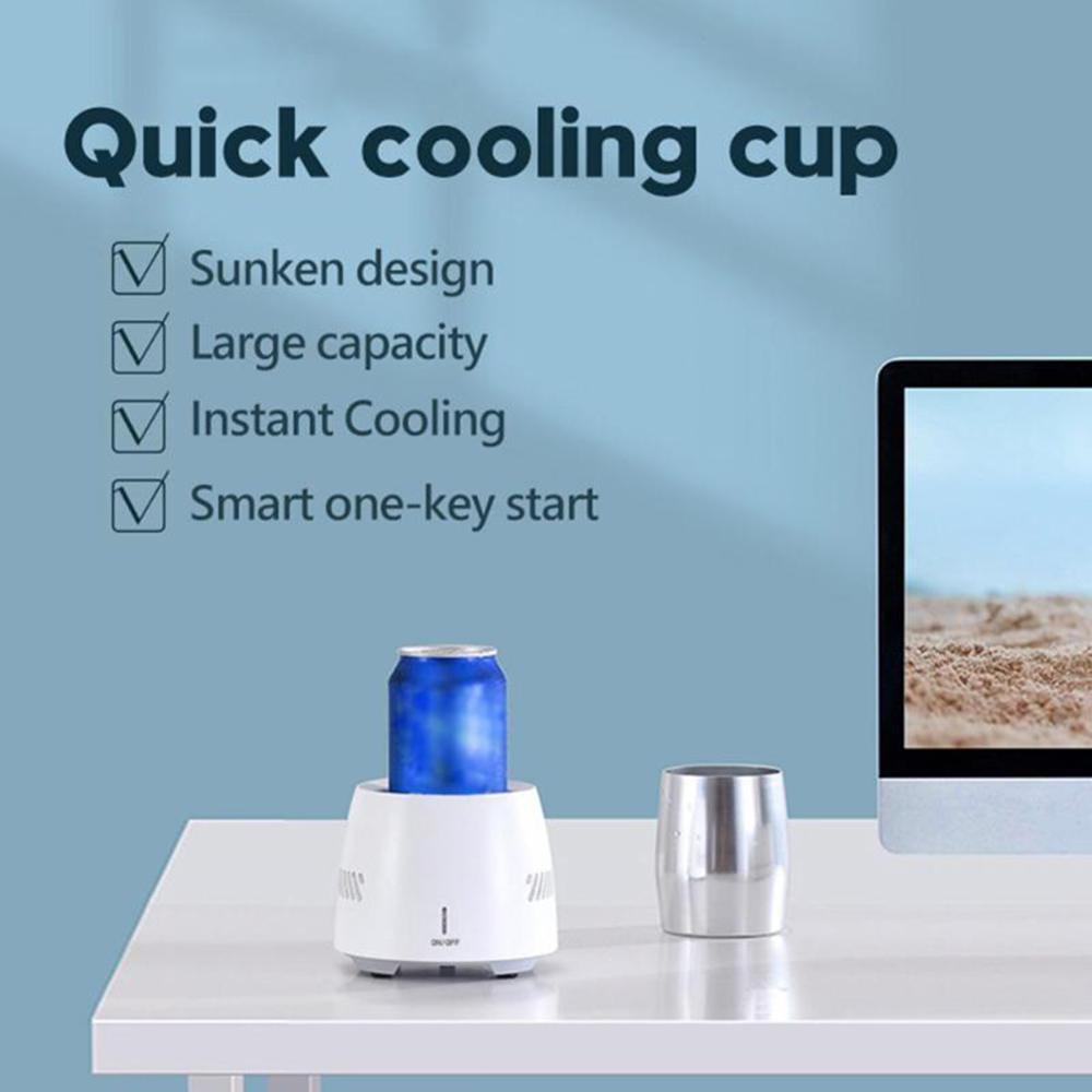 Portable Fast Cooling Cup Electronic Refrigeration Cooler for Beer Wine Beverage Mini Electric Drink Cooler Cup Instant Cooling - Black & Elva