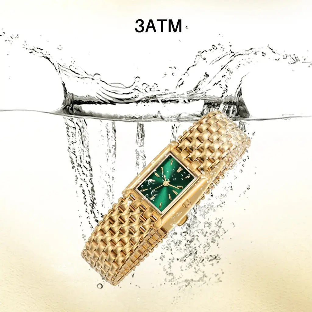 Luxury Square Gold Watch for Women - Black & Elva