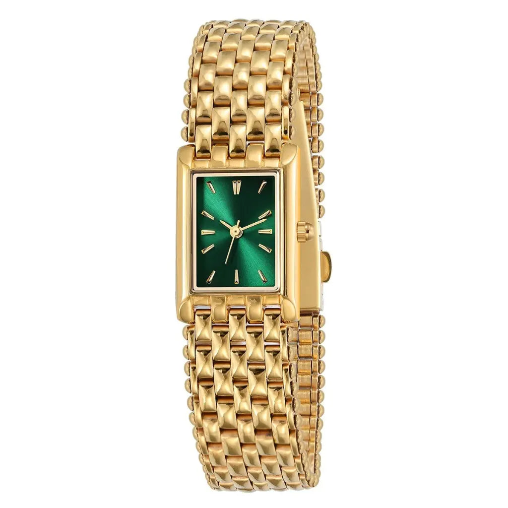 Luxury Square Gold Watch for Women - Black & Elva