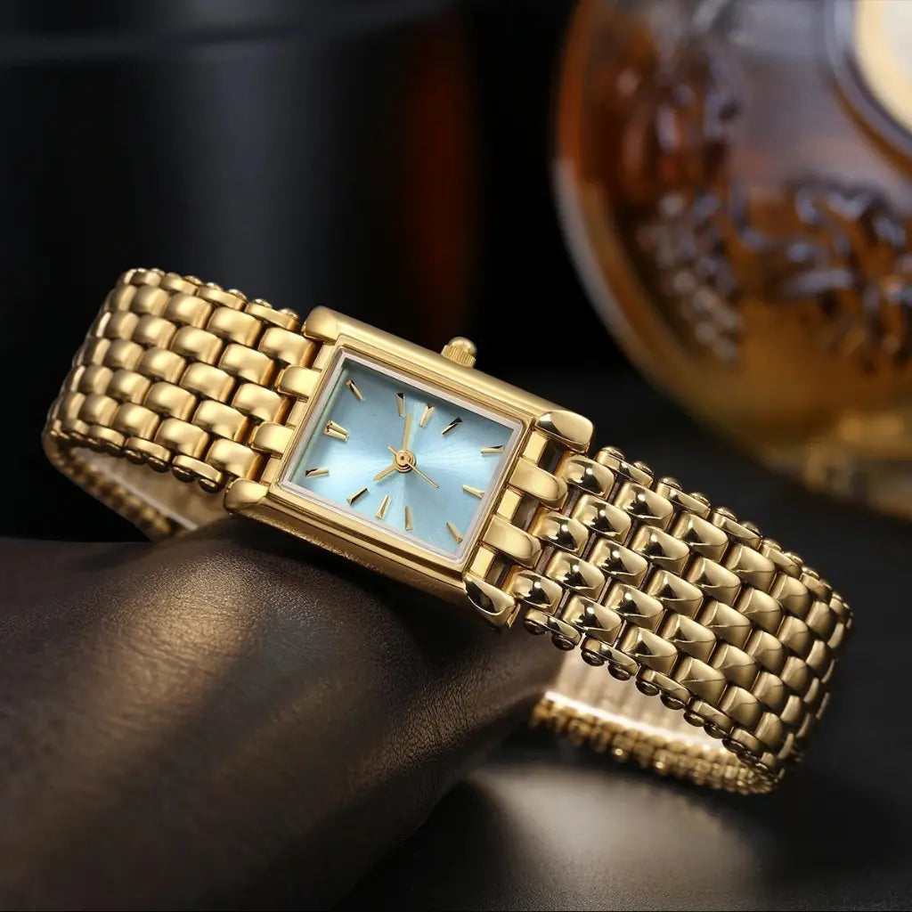 Luxury Square Gold Watch for Women - Black & Elva