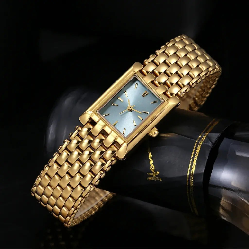 Luxury Square Gold Watch for Women - Black & Elva