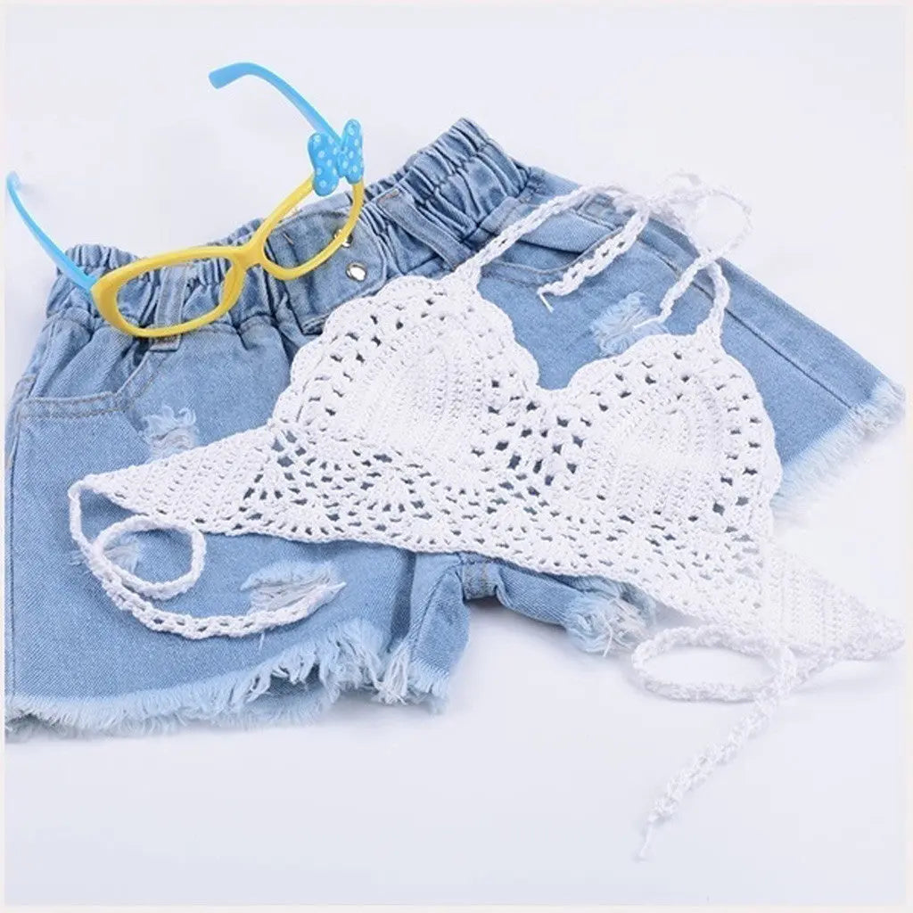Kids Crochet Swimsuit - Black & Elva
