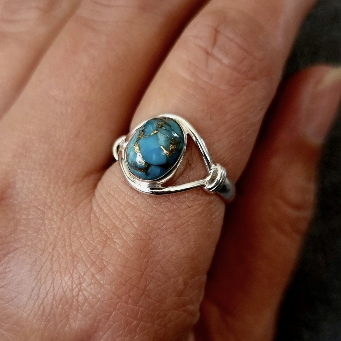 Turquoise Ring Unique Lady Simple Fashion - Black & Elva
