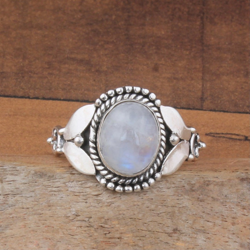 Simple Butterfly Women's Luminous Stone Ring Retro - Black & Elva