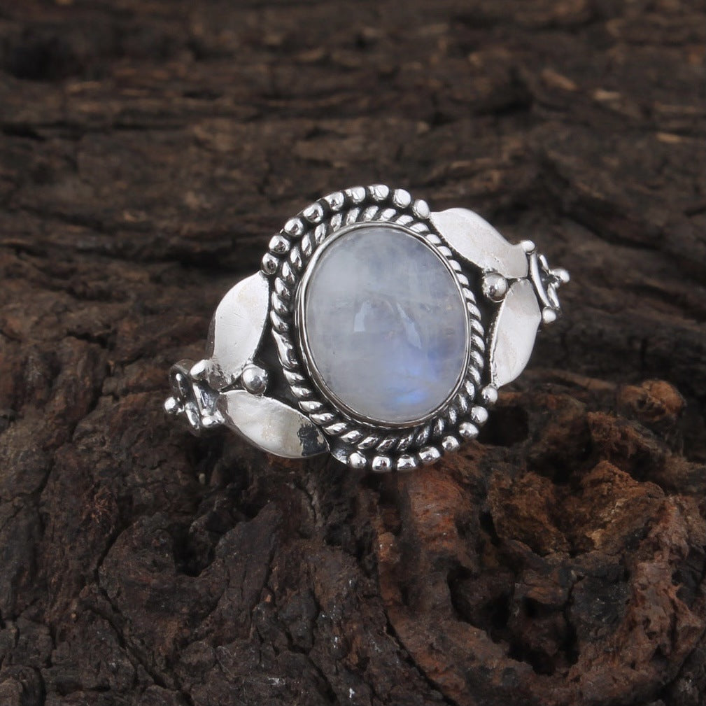 Simple Butterfly Women's Luminous Stone Ring Retro - Black & Elva