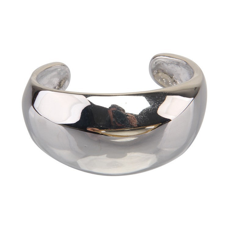 Niche Wide Metal Curved Glossy Bracelet Light Luxury High Sense - Black & Elva