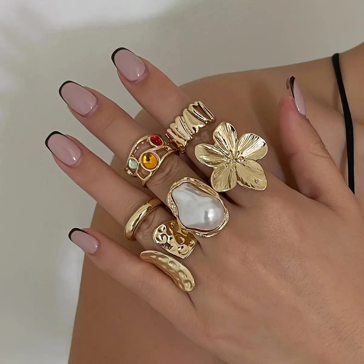 Punk Luxury Rings Set - Black & Elva