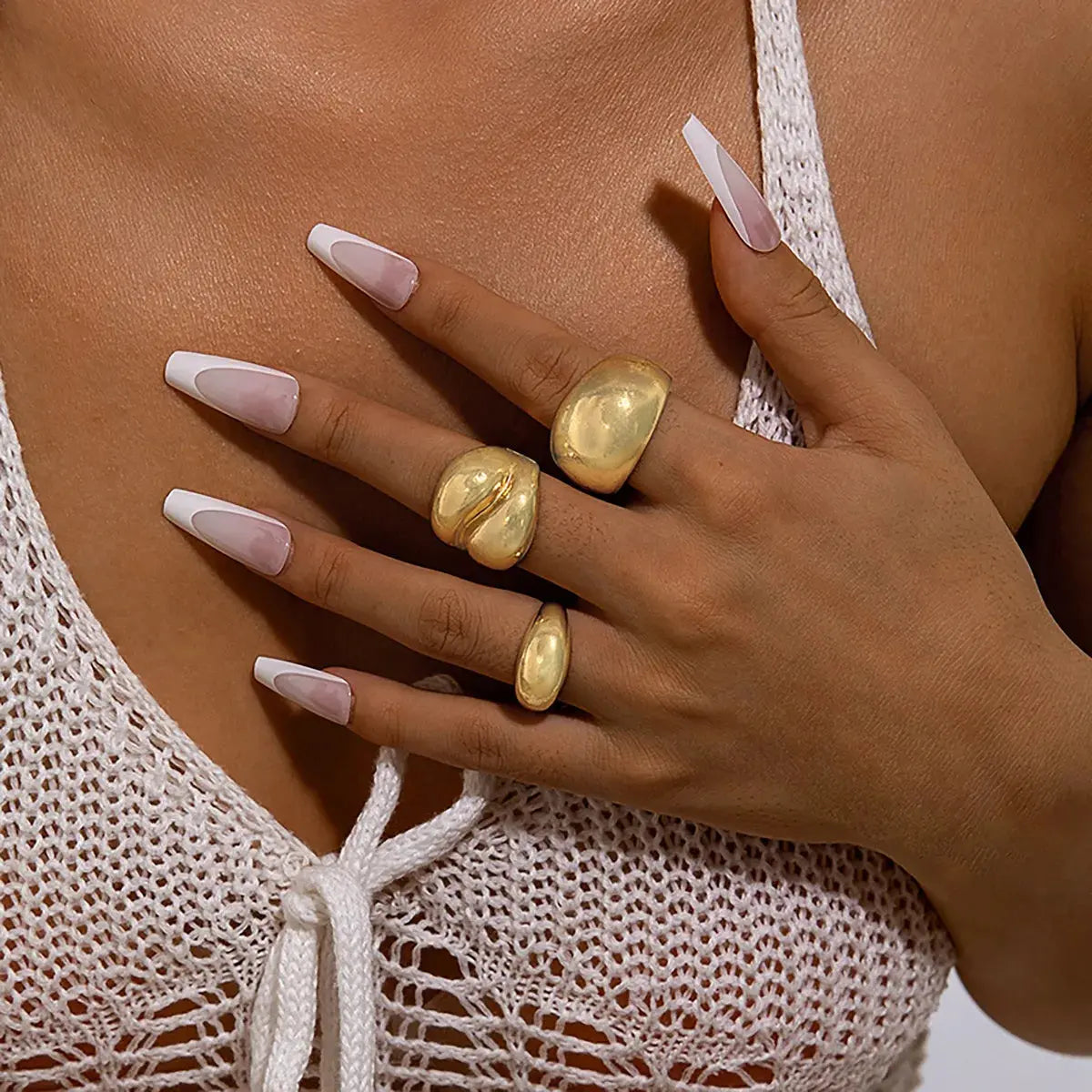 Punk Geometric Rings Set - Black & Elva