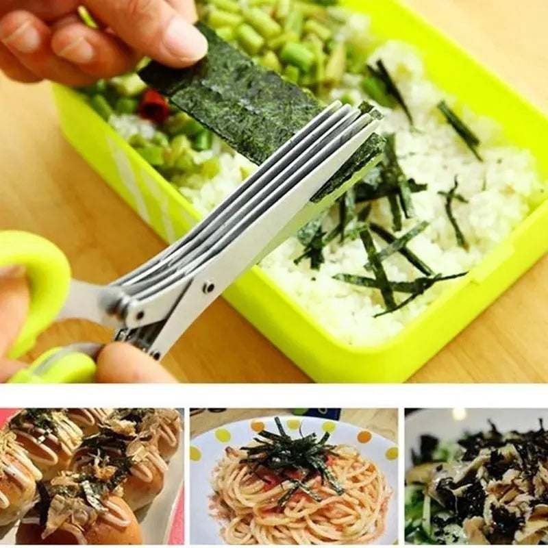 Multi-Layer Kitchen Herb Scissors - Black & Elva