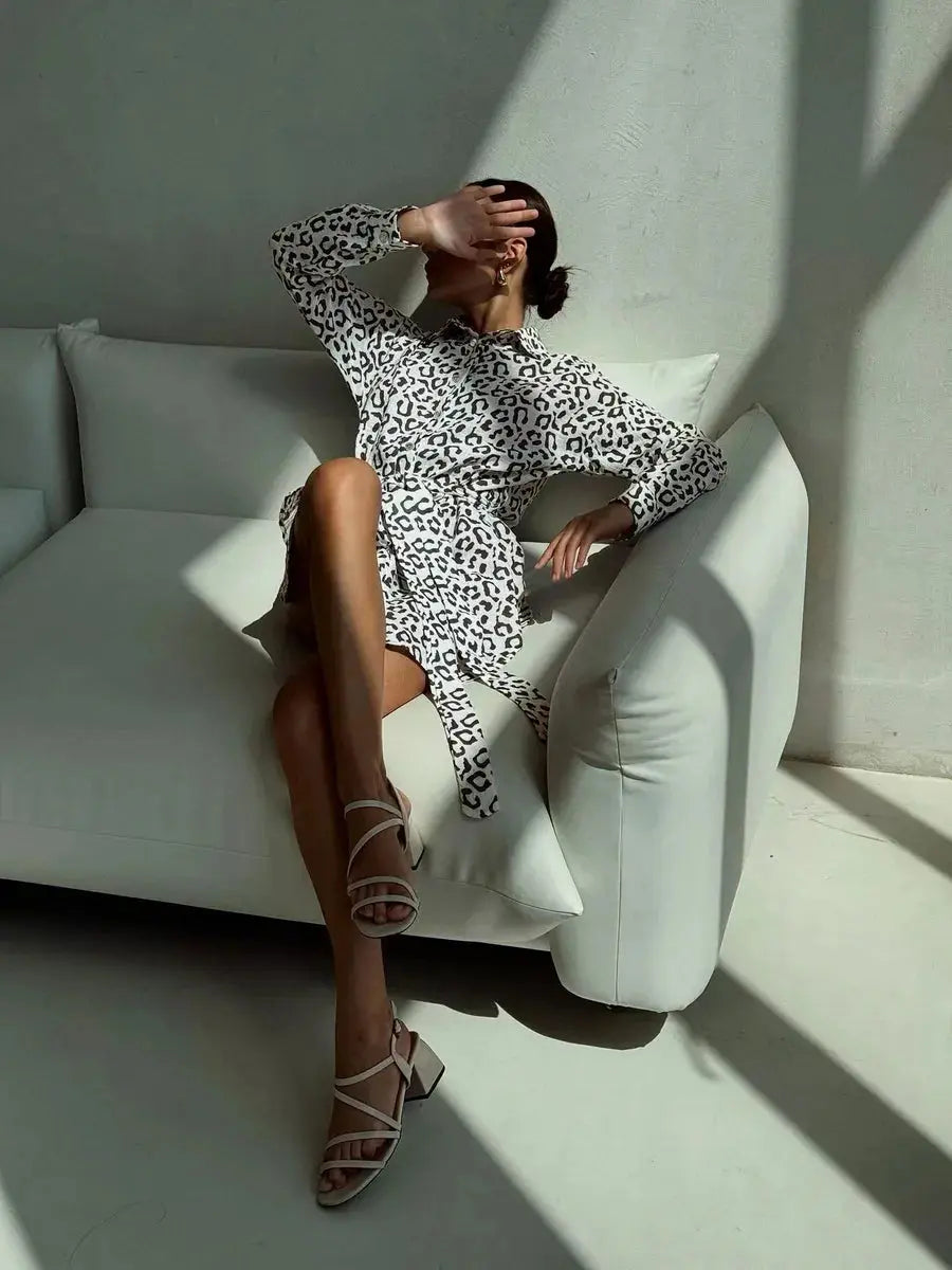 Leopard Oversize Shirt Dress - Black & Elva