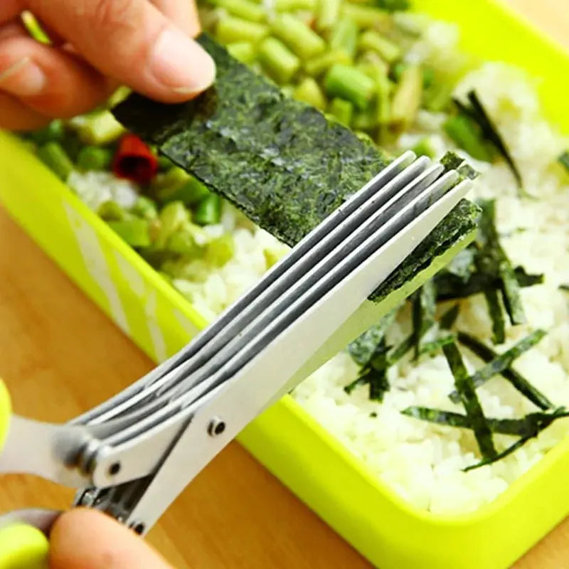 Multi-Layer Kitchen Herb Scissors - Black & Elva