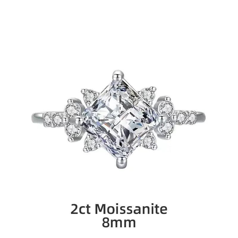 Moissanite Silver Engagement Ring - Black & Elva
