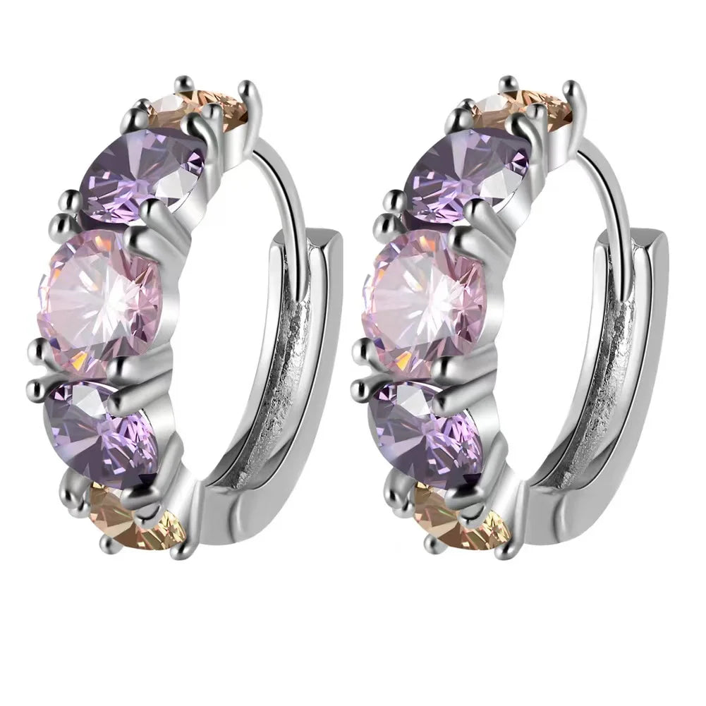Blue Cubic Zirconia Hoop Earrings | Huitan Luxury Jewelry