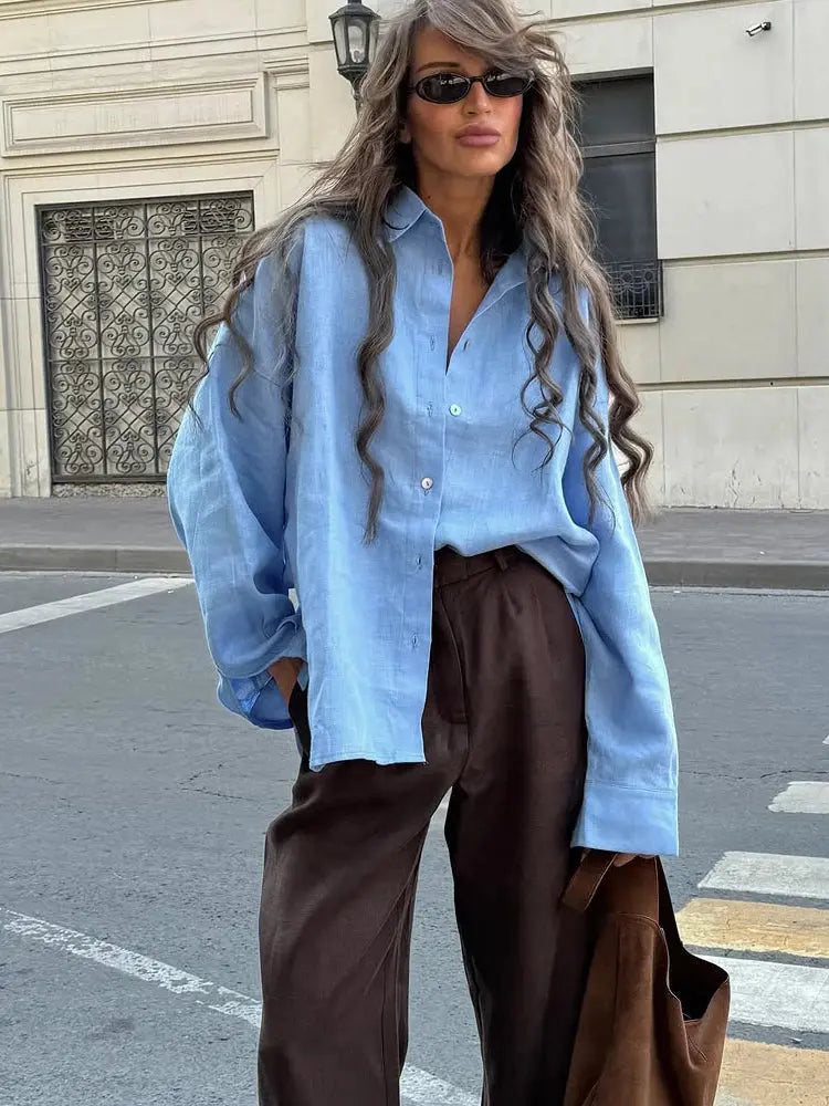 Linen Oversize Shirt - Black & Elva