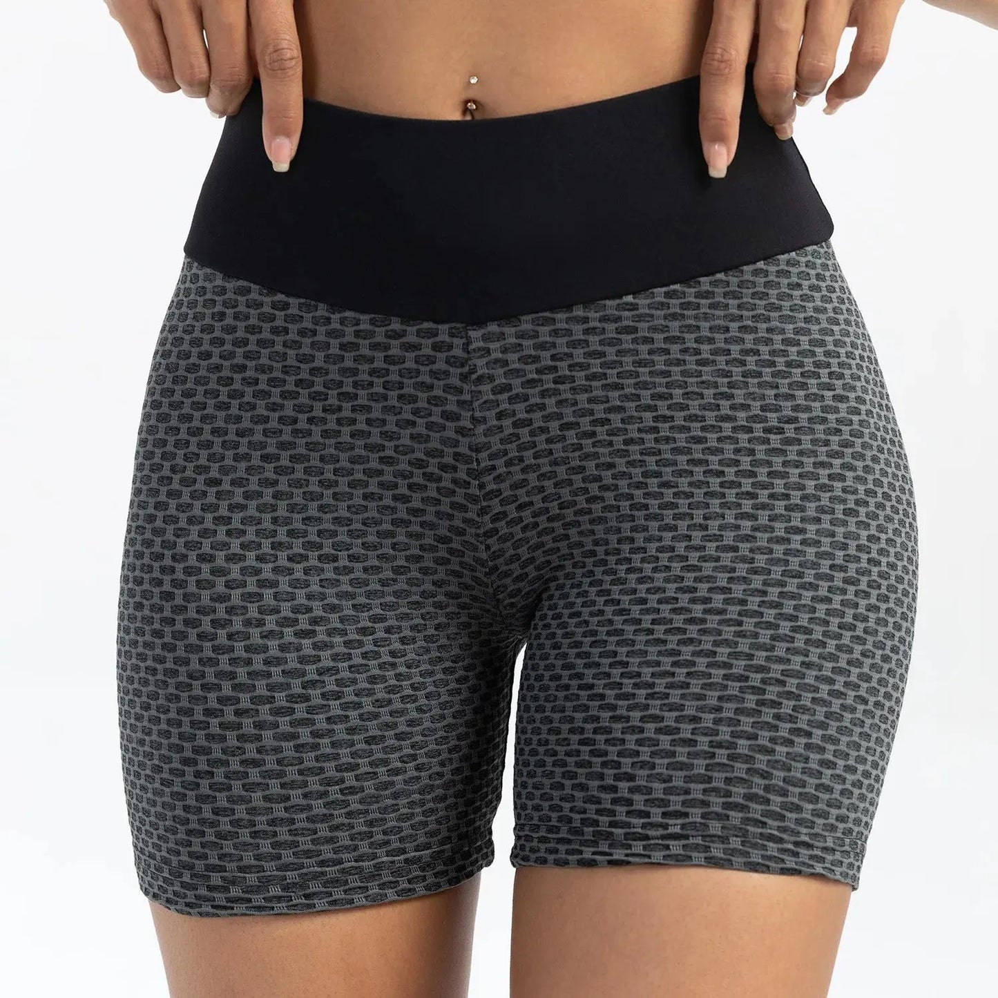 High Waist Yoga Shorts - Black & Elva
