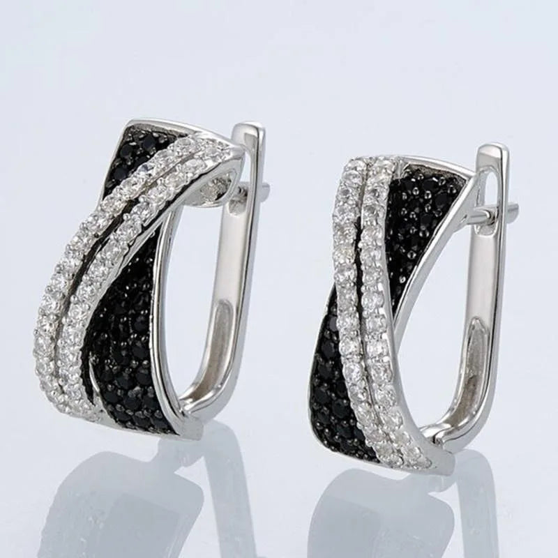 Blue Cubic Zirconia Hoop Earrings | Huitan Luxury Jewelry