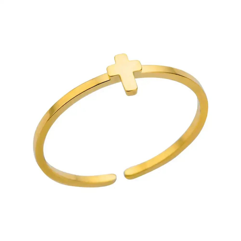 Gold Stainless Steel Rings - Black & Elva