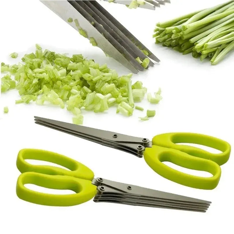 Multi-Layer Kitchen Herb Scissors - Black & Elva