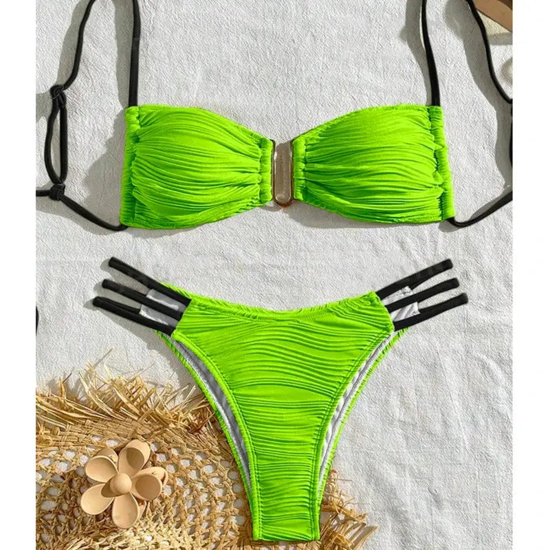 Sexy Brazilian Bikini Set - Black & Elva